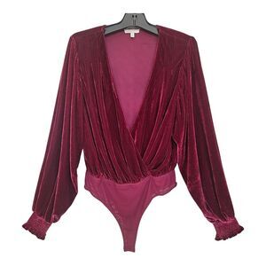 Flying Tomato Like No Other Velvet Burgundy Bodysuit M Valentines Day